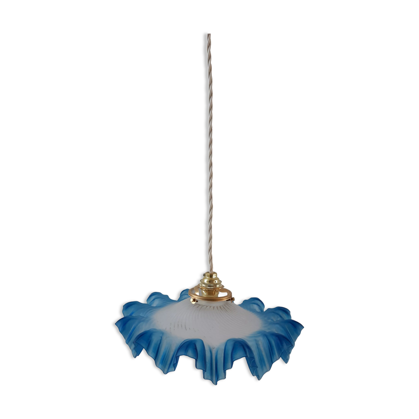 Serrated suspension in blue glass years 50-60