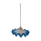 Suspension dentelée en verre bleu années 50-60