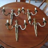 4 appliques 2 feux en bronze