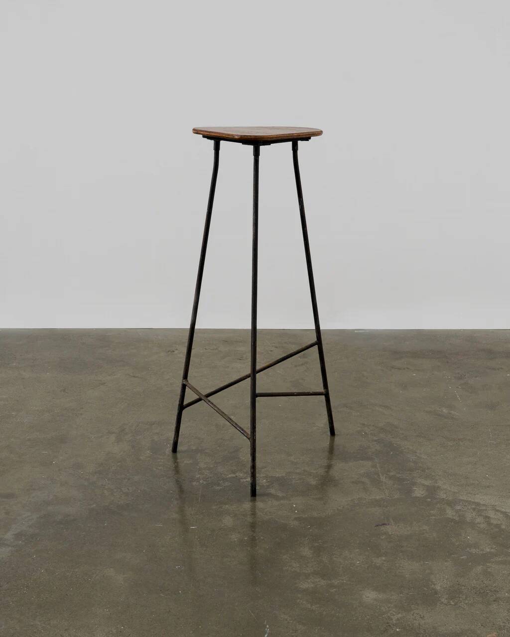 Modernist iron tripod pedestal / stool