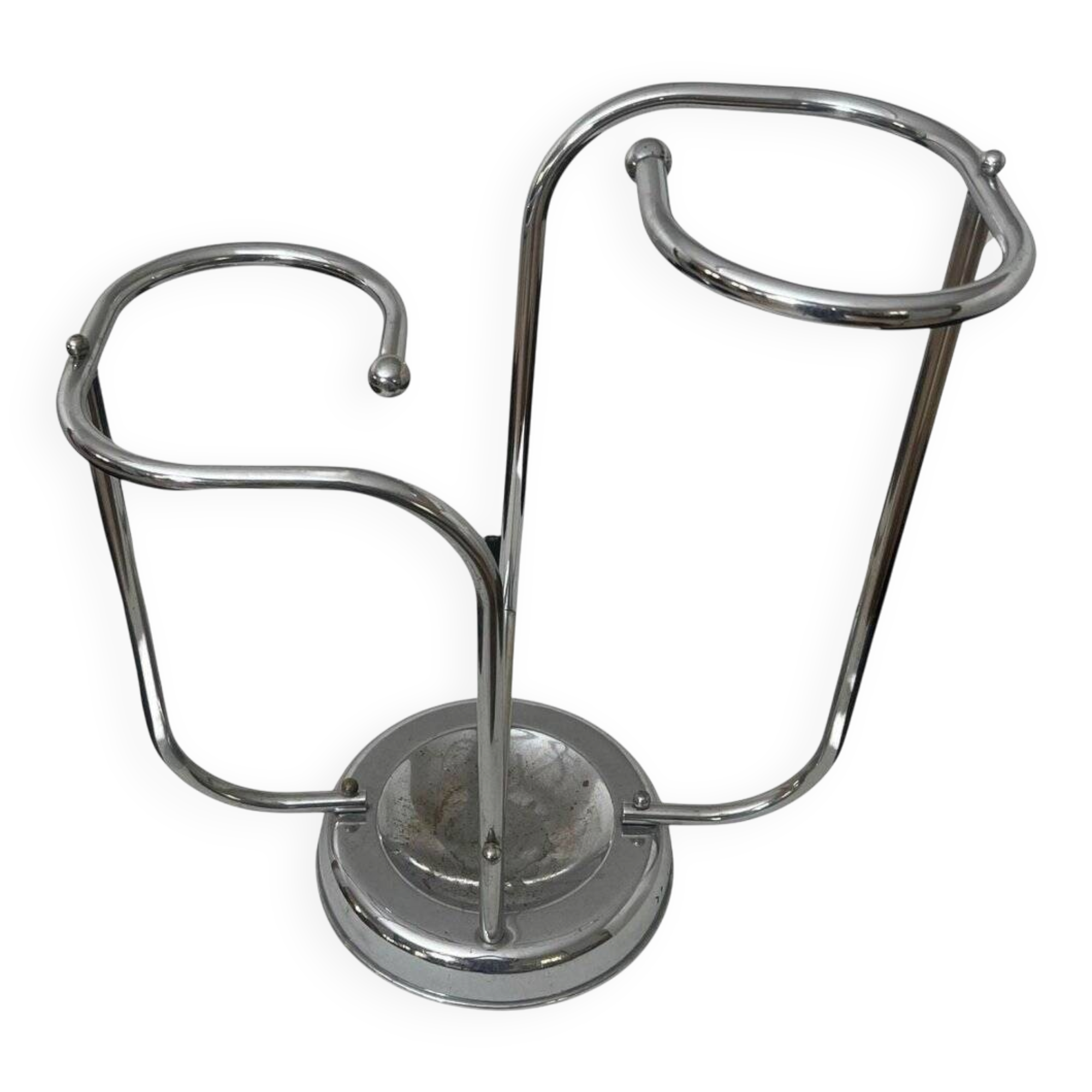 Art Deco Chrome Umbrella Stand in Tubular Steel and Chrome-Plated, Belgium, 1930