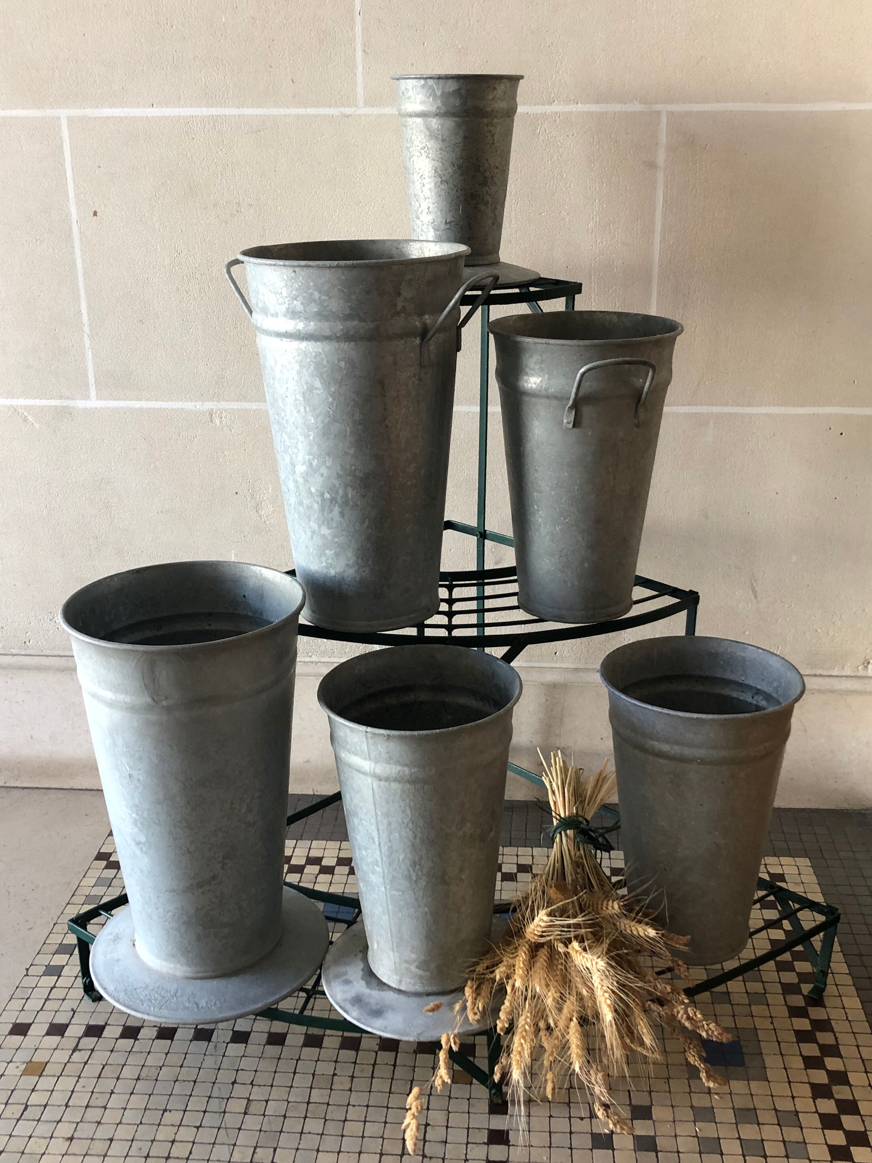 Large florist pot with handles, zinc, galva