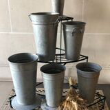 Large florist pot with handles, zinc, galva