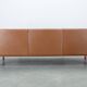 1970s Danish 3-seater brown leather sofa with beech frame