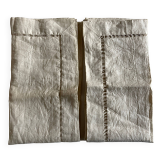 Pair of woven raw linen canvas pillowcases