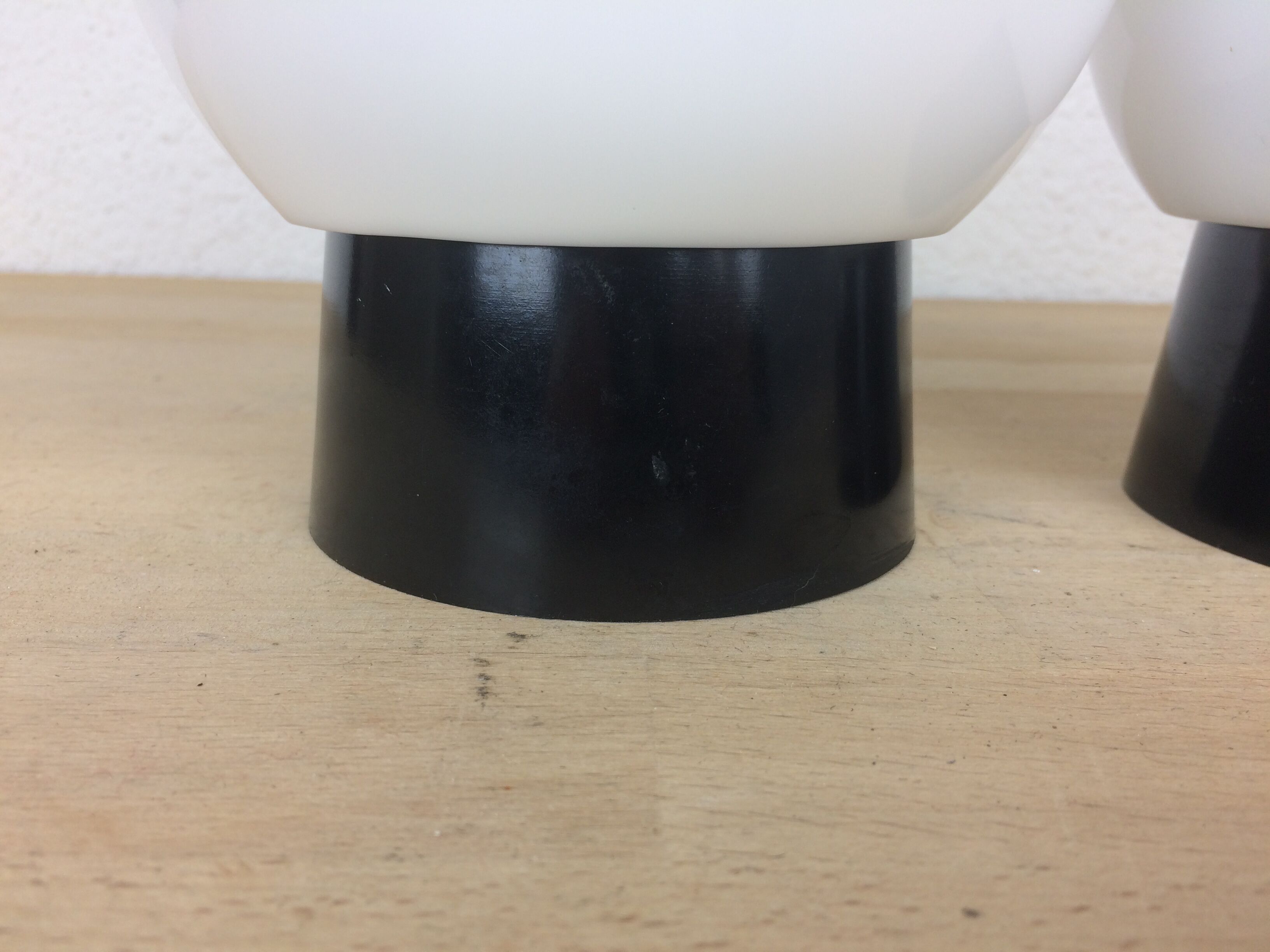 Pair of opaline globe and bakelite wall lamps RZB Leuchten