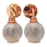 Pair of white ball wall lights