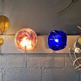 Pink veined blown Murano glass wall light, 1970s