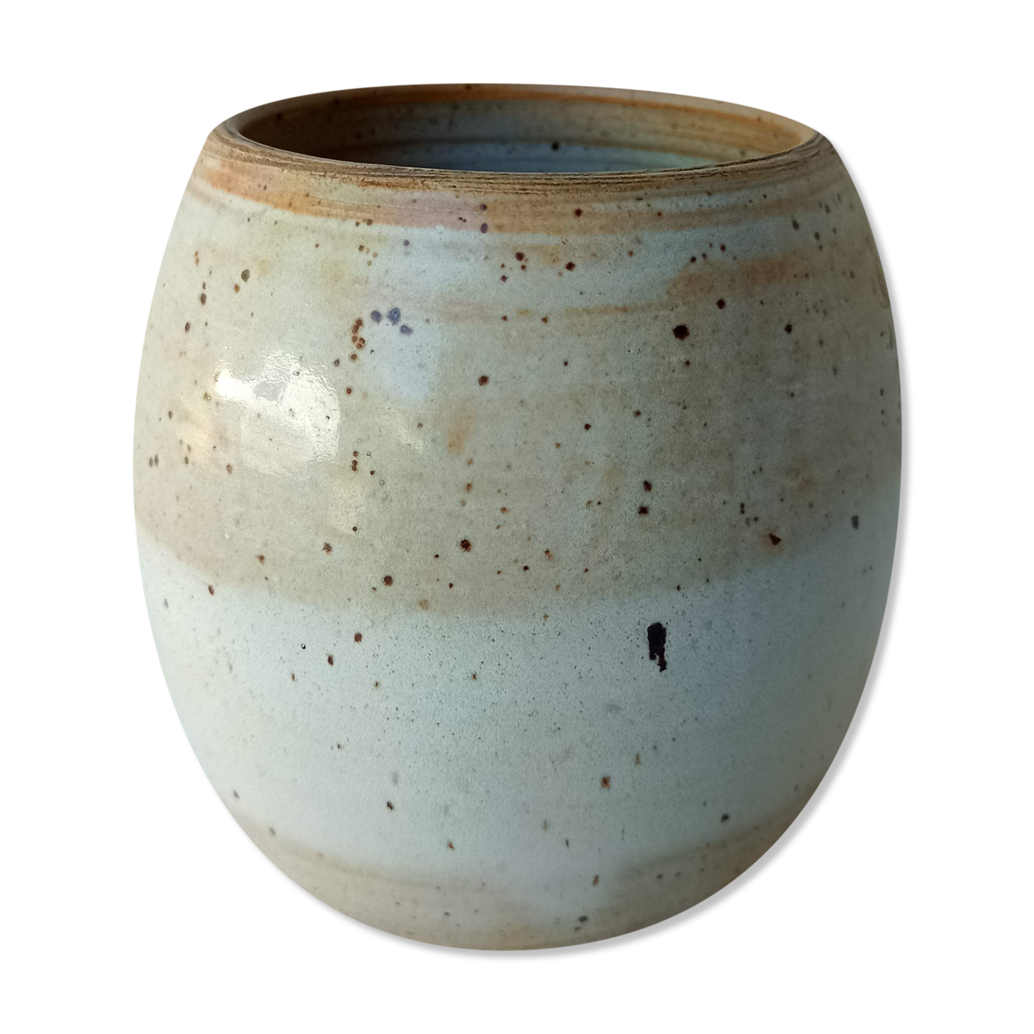 Vintage ceramic vase with beige glaze