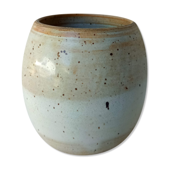 Vintage ceramic vase with beige glaze
