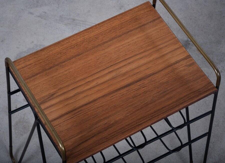 Vintage Teak Side Tables with Metal Frame, Denmark, 1960s, Set of 2