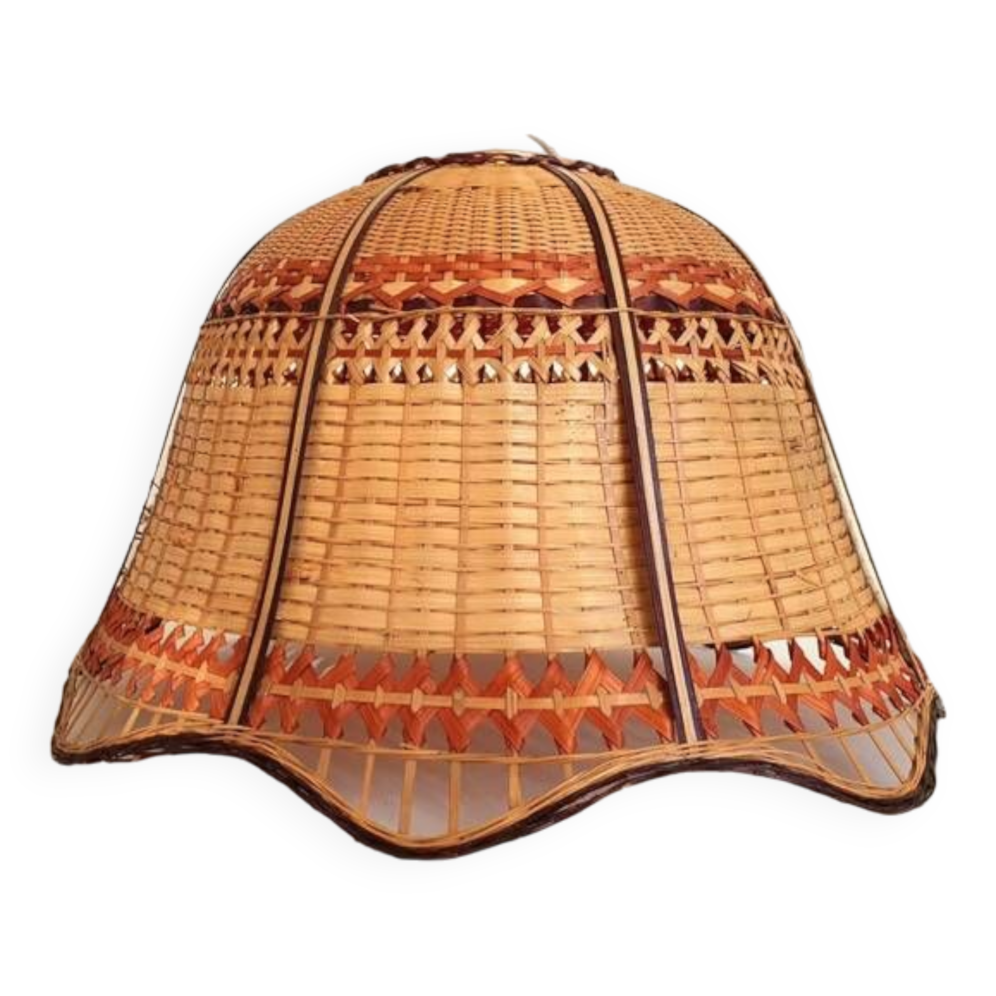 Vintage woven wicker pendant light