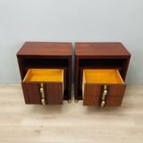 Pair of vintage 1960s bedside tables in rosewood italian design