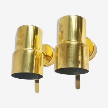 Pair of Scandinavian Brass Wall Lights/Sconces Model V-324 by Hans Agne Jakobsson, Sweden, 1960s