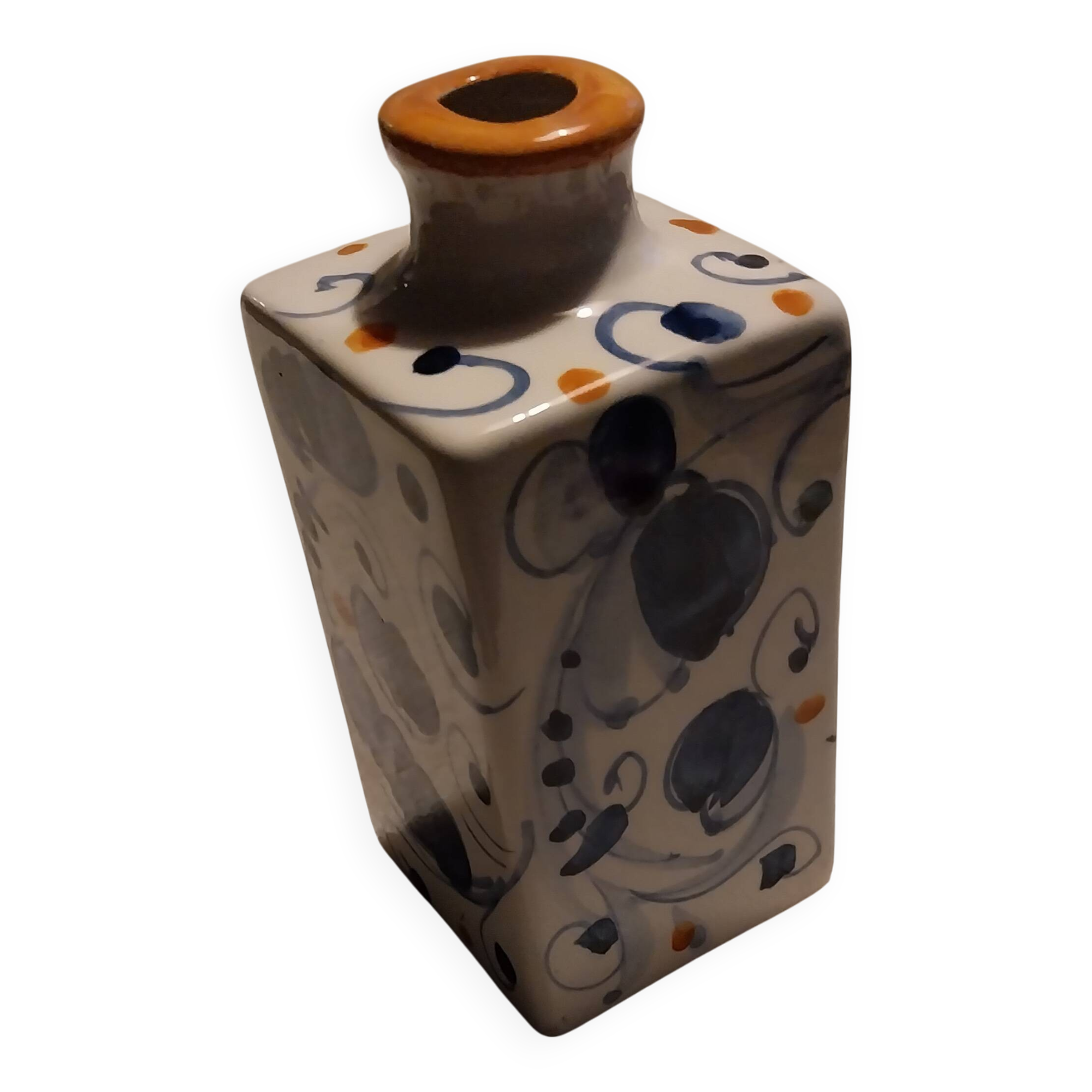 Ceramic bottle pot with flower pattern for home decor