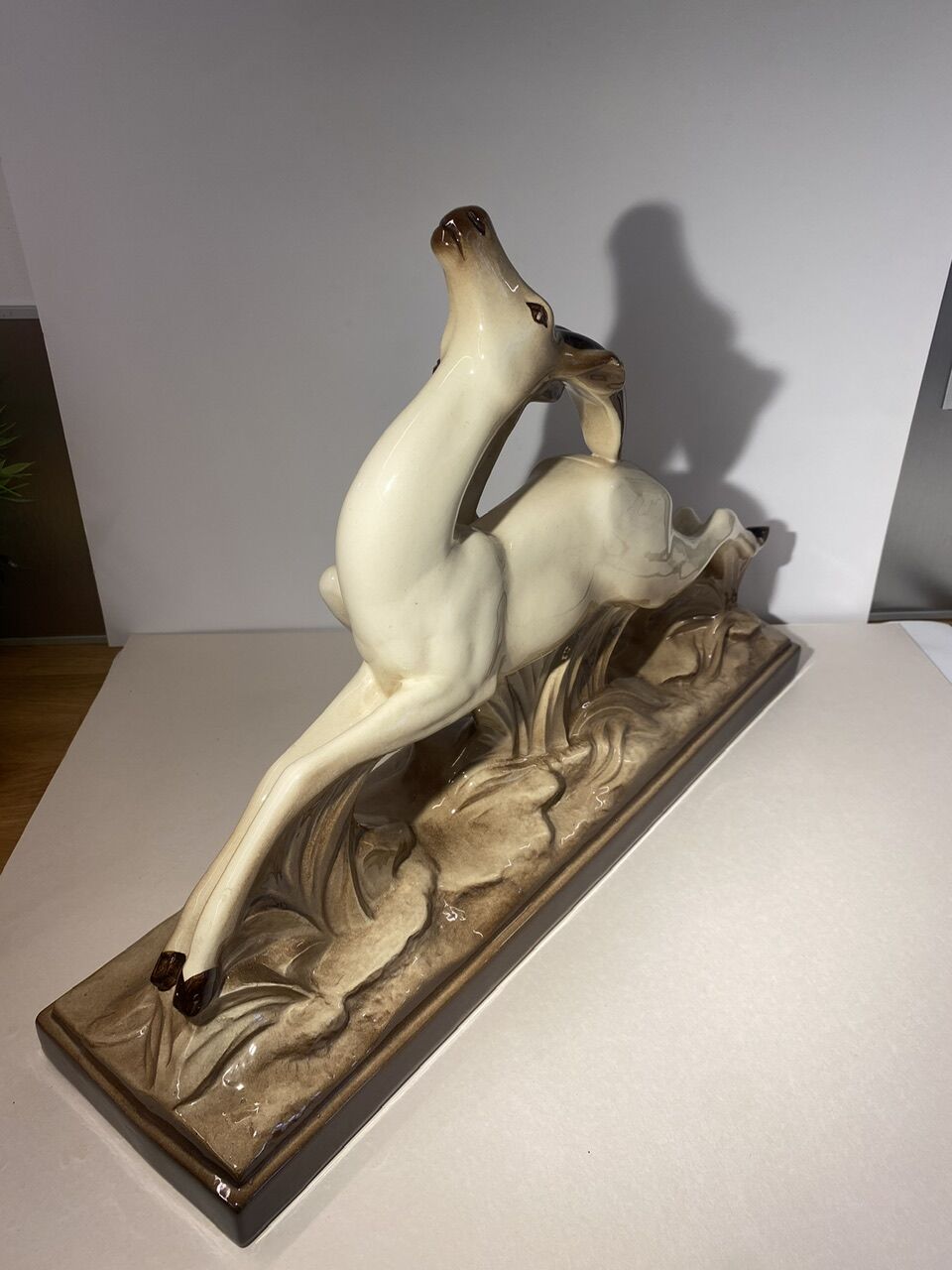 Ceramic deer and doe signed Lemanceau (1905-1980)