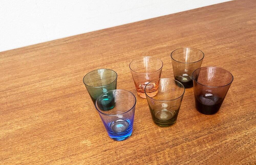 Coloured Shot Glasses German Mid-Century, 1960s, Set of 6