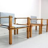 Gerd Lange Japandi style safari arm-chairs and Table, 1965