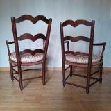 Wooden and wicker chairs