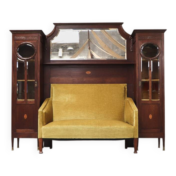 Coin cosy en acajou antique
