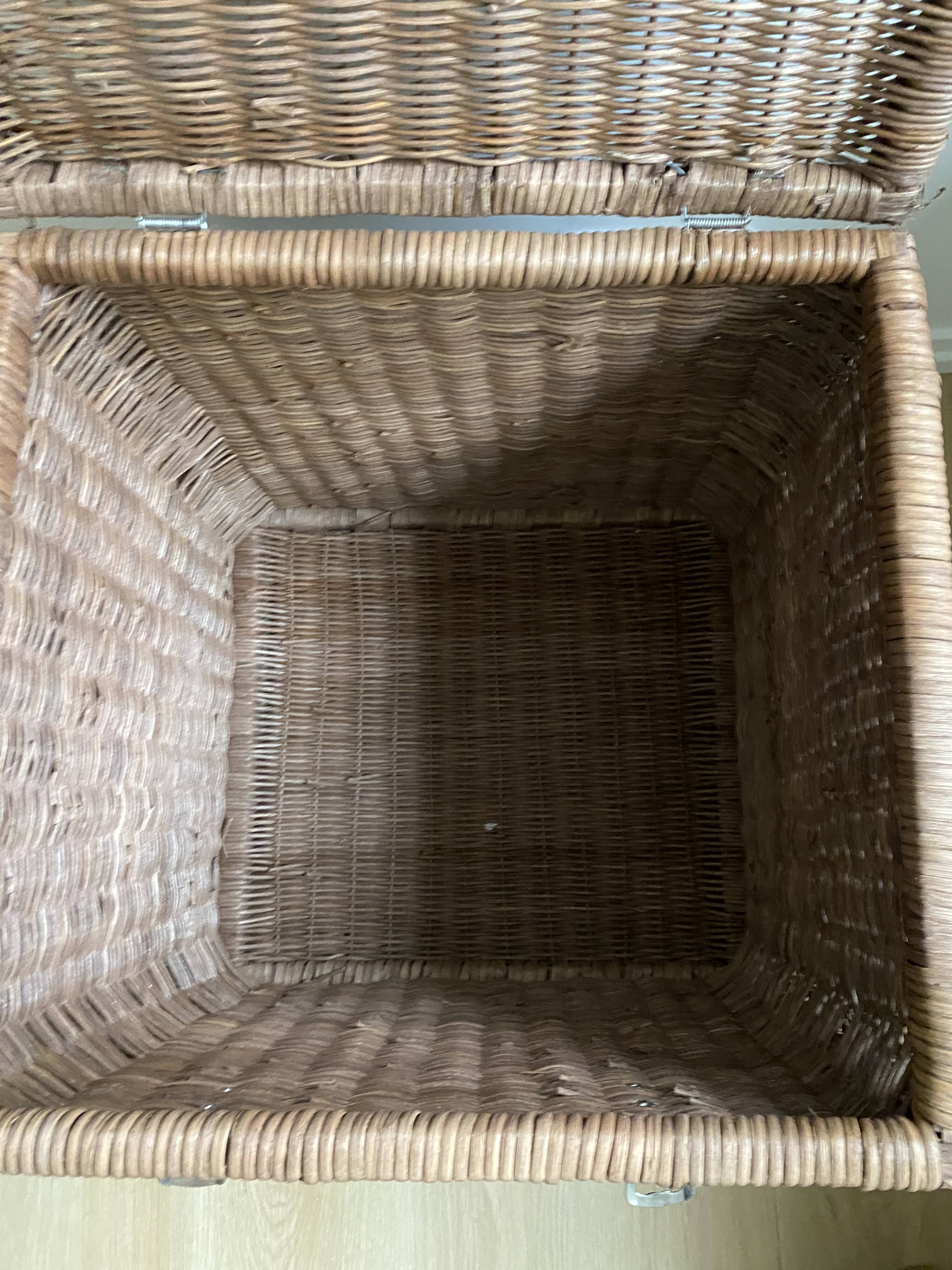 Set of two large trunks, vintage wicker storage chests