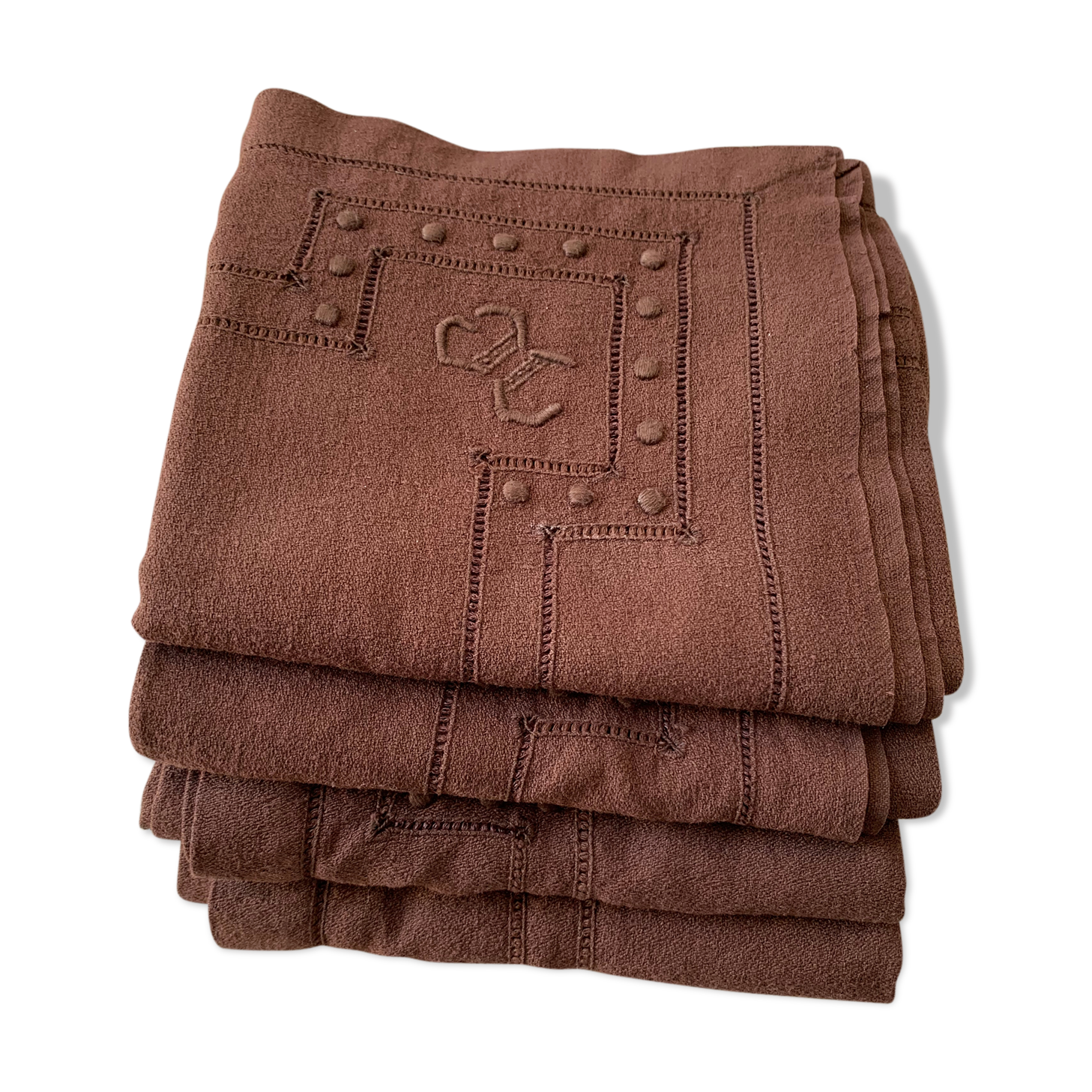Lot 4 towels with chocolate color monogram