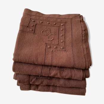 Lot 4 towels with chocolate color monogram