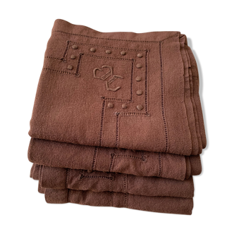 Lot 4 towels with chocolate color monogram