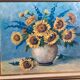 Oil on framed canvas Sunflower bouquet