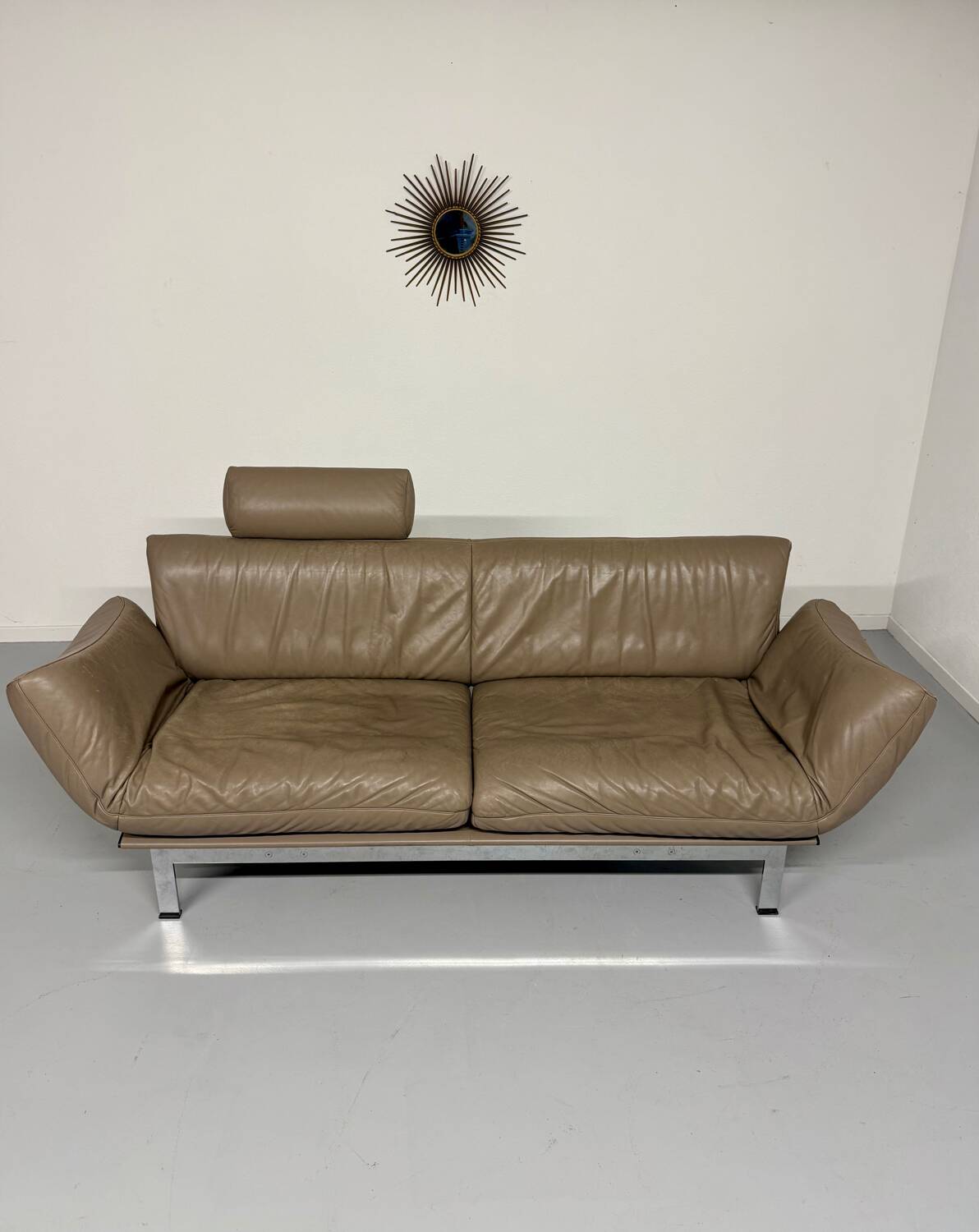 De Sede ds 140 grey 2/3 seater sofa, vintage leather, 80s design