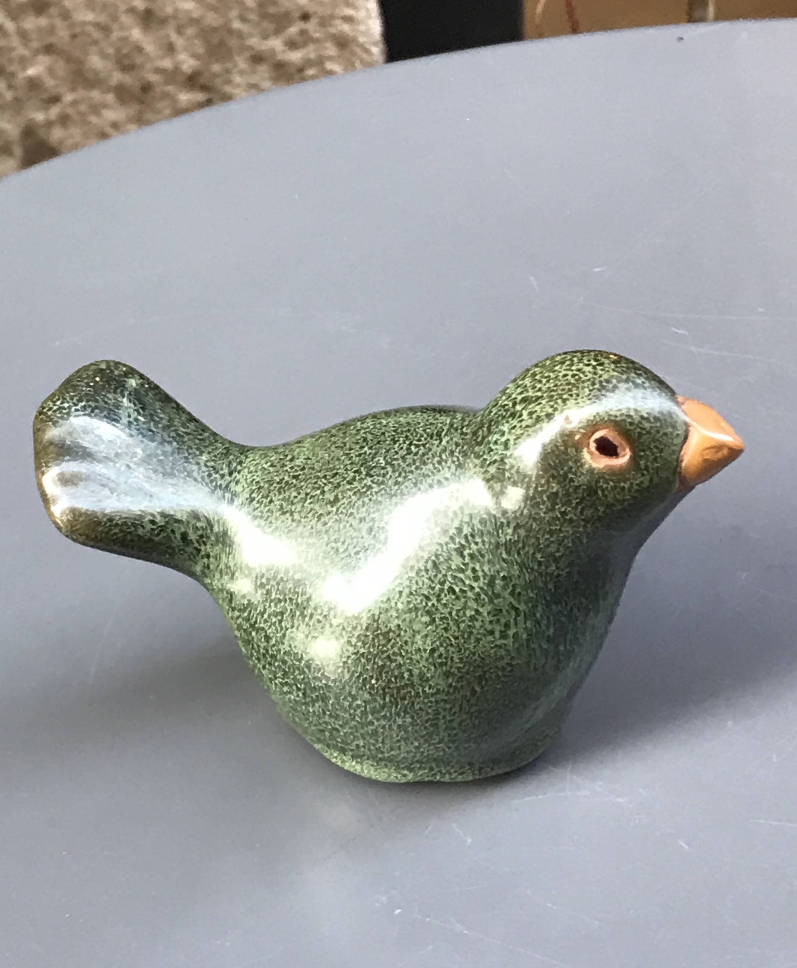 Green ceramic bird