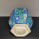 Octagonal ball vase in Longwy earthenware with floral decoration of cloisonné enamels