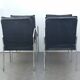 Set of 4 armchairs with chrome base and leather vintage design 1980