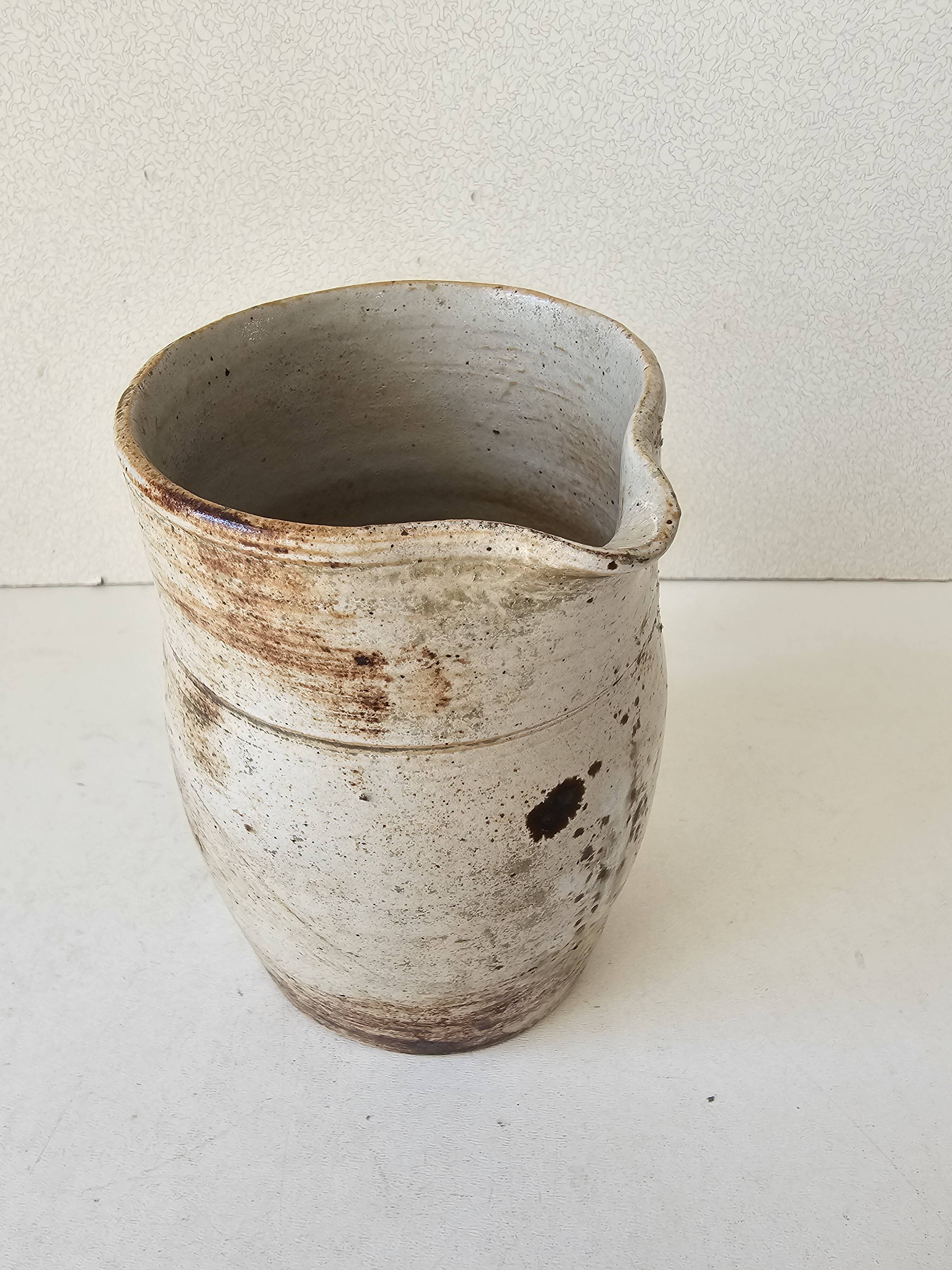 Ceramic pitcher signed Albert Breton Vezelay