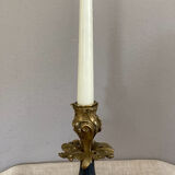 Louis XV candlestick in solid bronze openwork pewter base early twentieth century