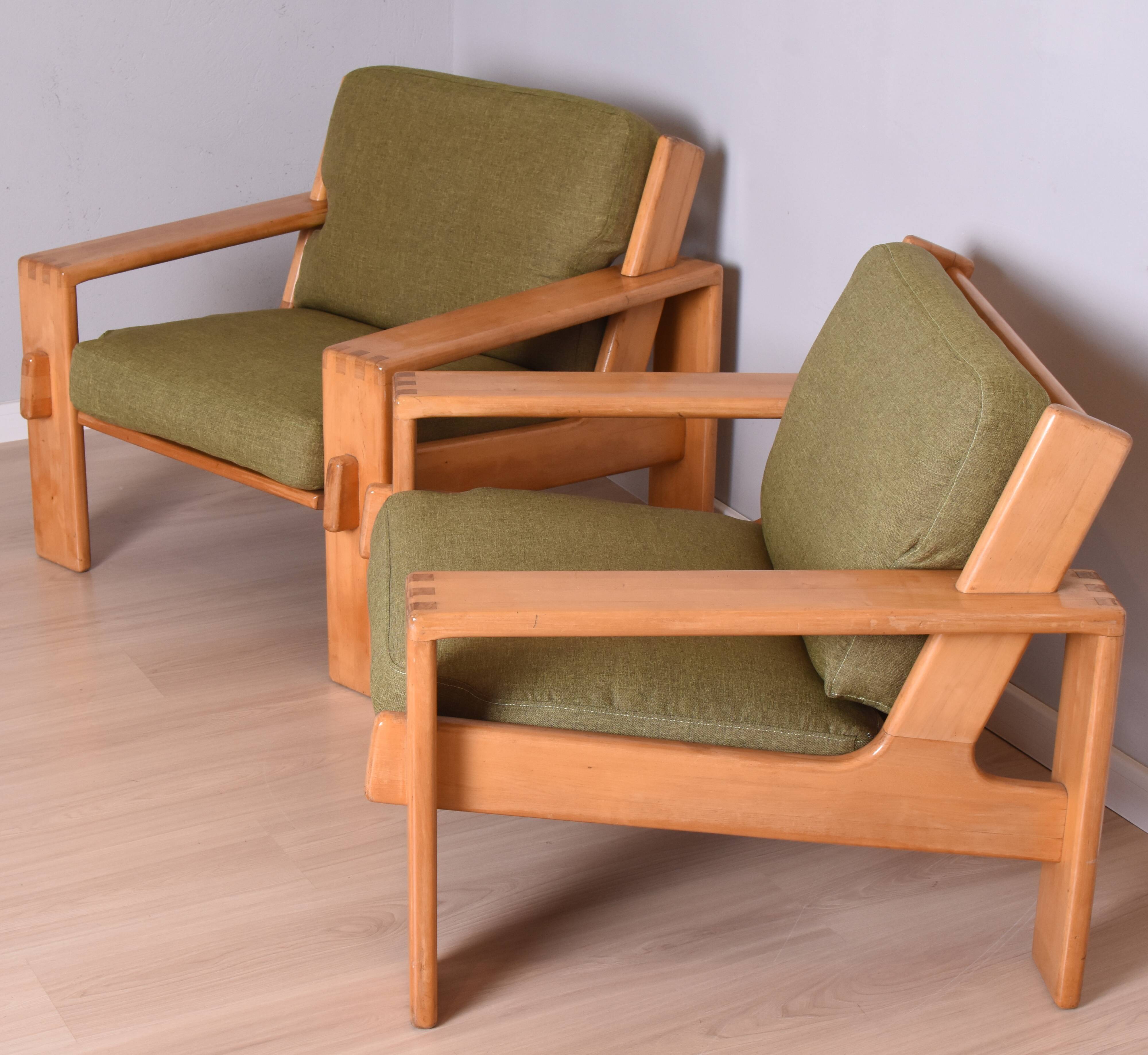 Pair of Bonanza Armchairs by E. Pajamies for Asko, Finland, 1960s