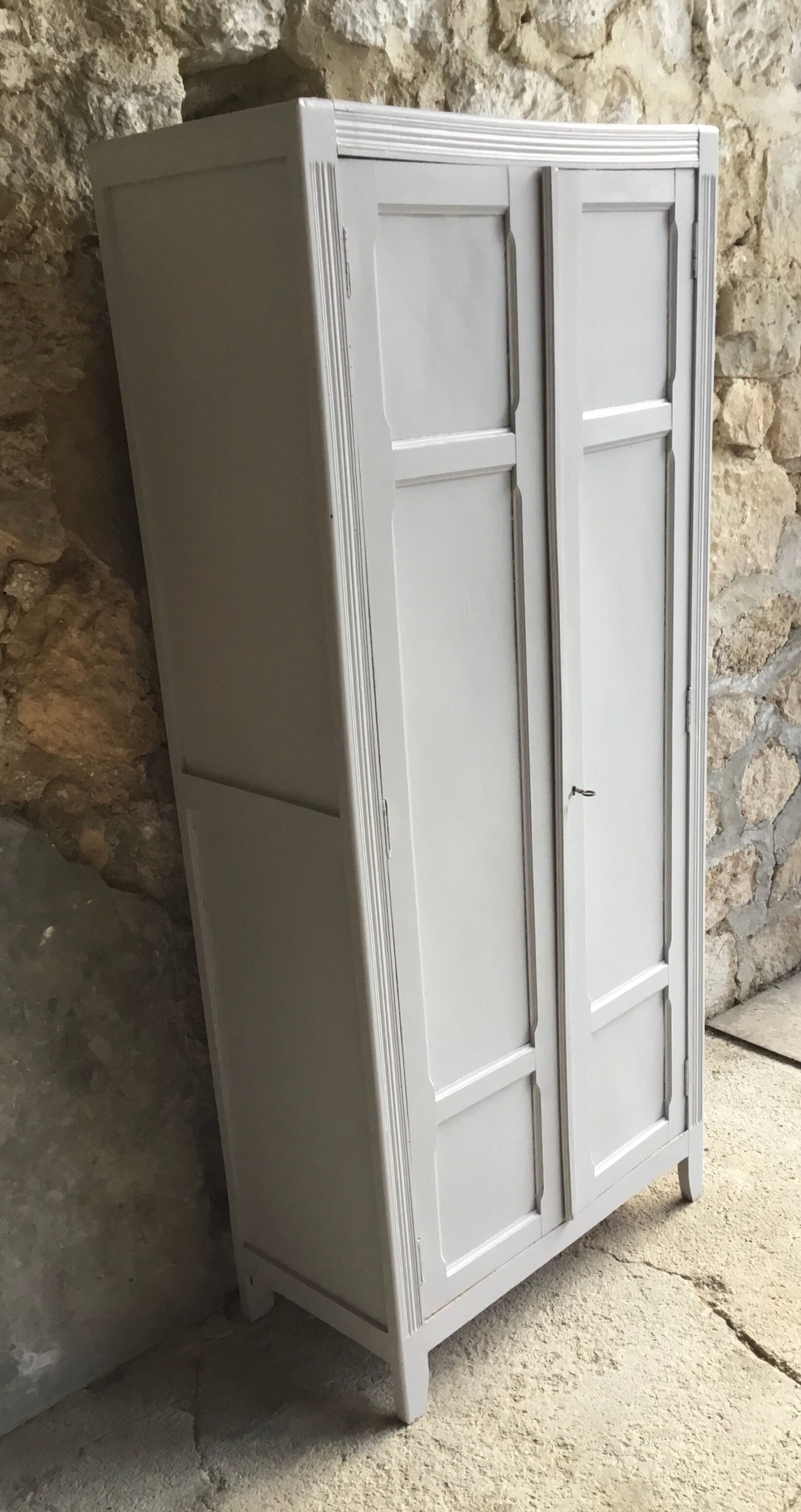 Paris wardrobe 2 doors pearl grey - vintage - 1950
