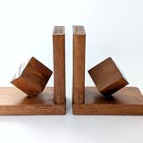 Mid-Century pair of wooden and enamel bookends, 1960s