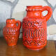 Superb pair of red vases by Bodo Mans for Bay 1960-1970's
