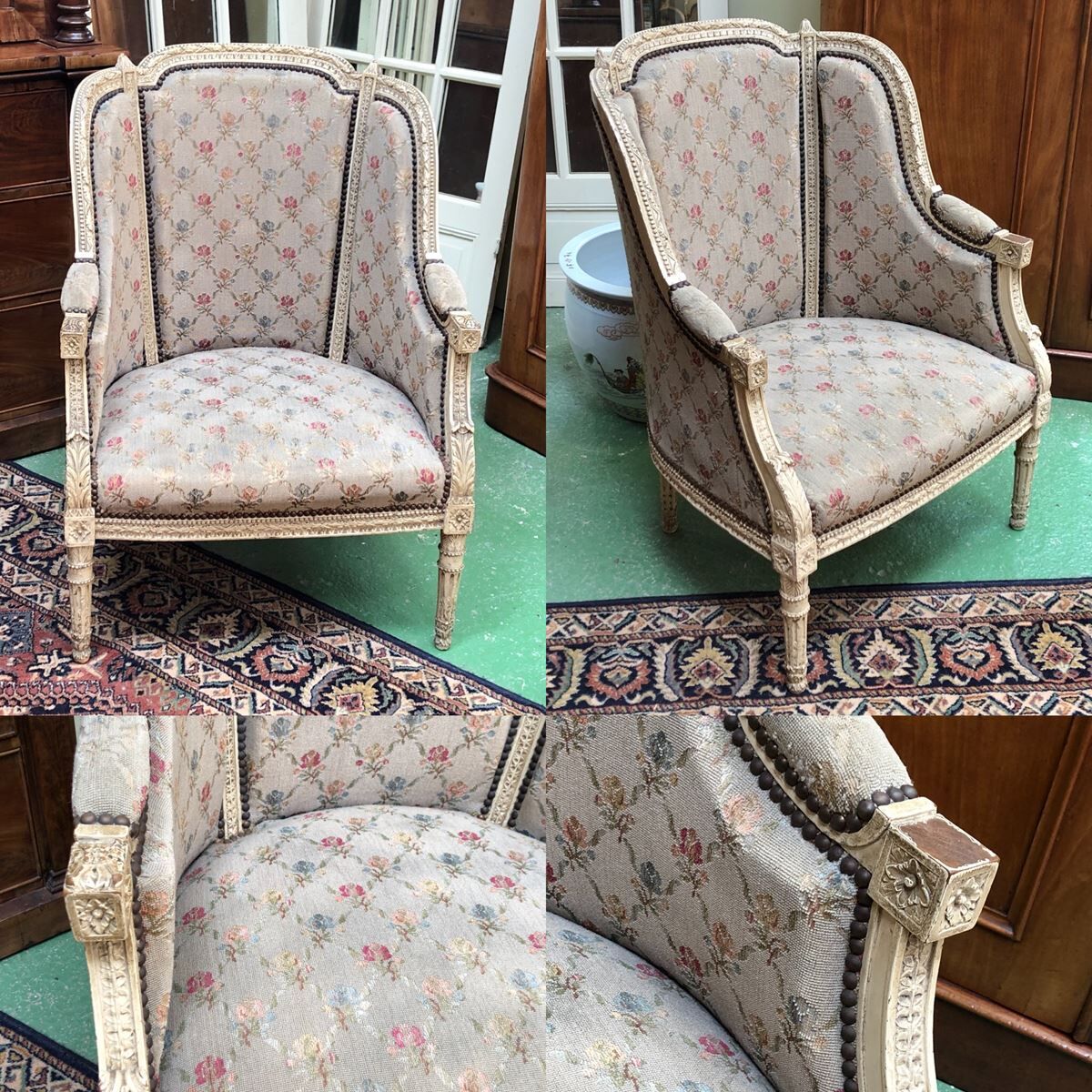 Salon Louis XVI style end XIX wooden painted