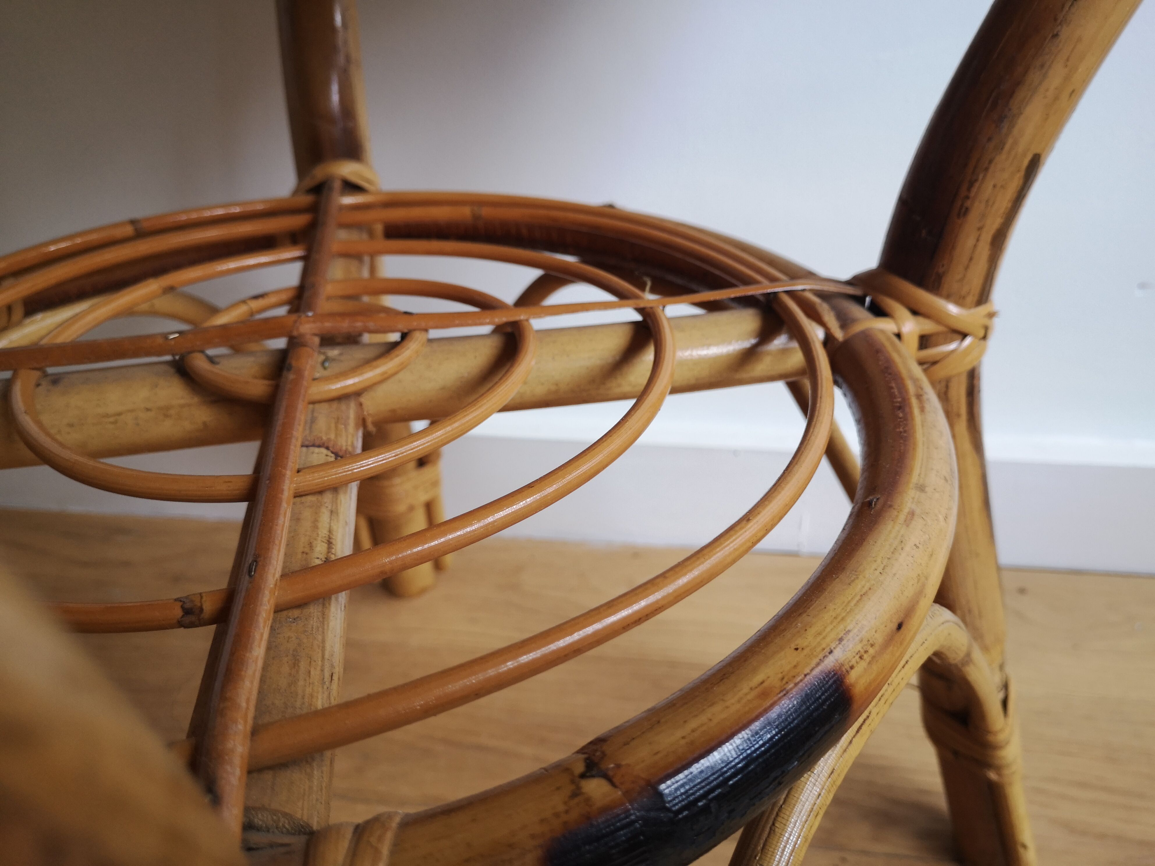 Wooden and rattan coffee table