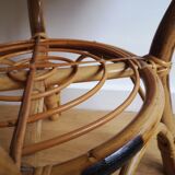 Wooden and rattan coffee table
