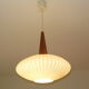 Teak and opaline suspension by louis kalff years 60