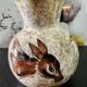 set of jug and ceramic cup handmade decorated with gazelle and deer