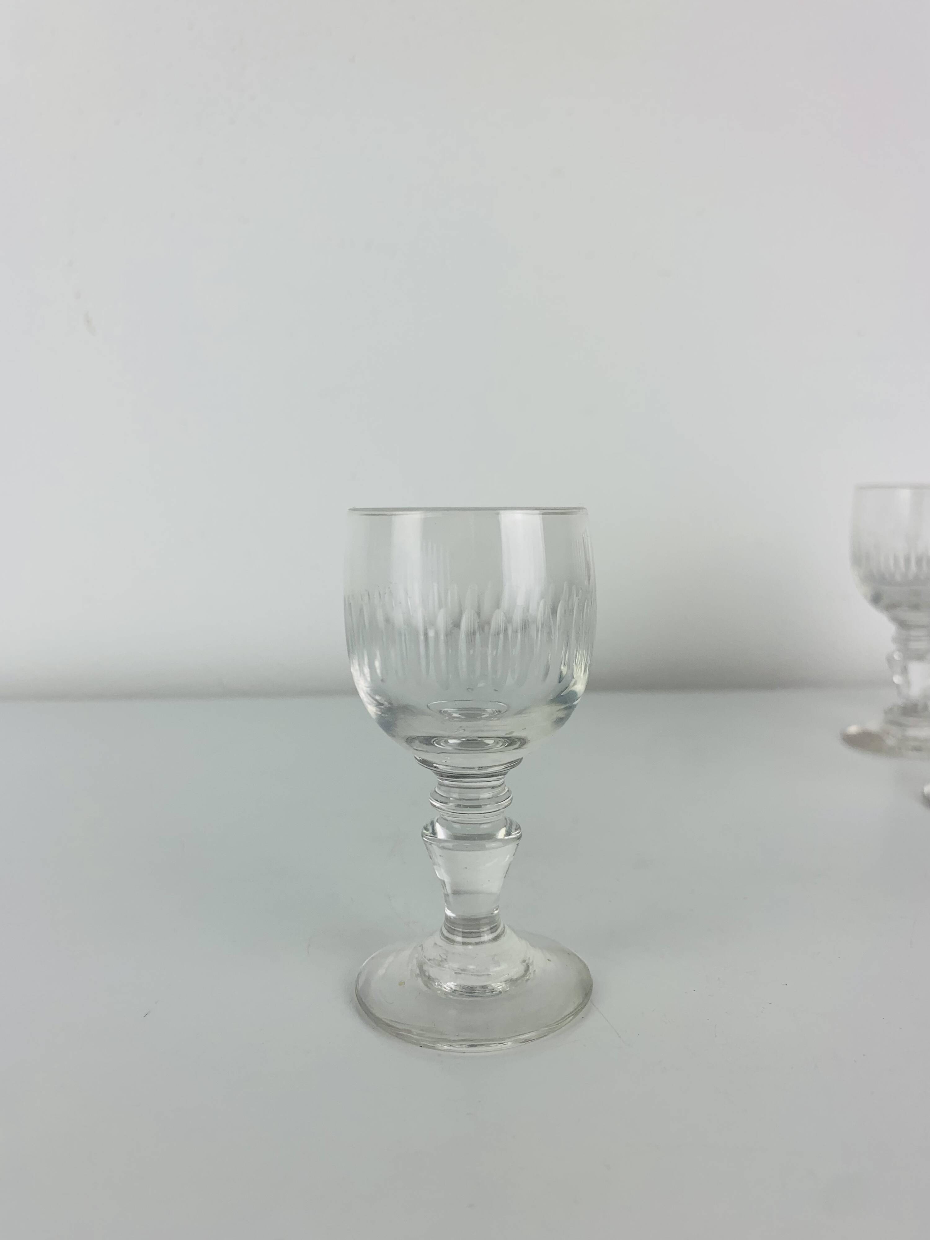 7 crystal liqueur glasses in the Baccarat Renaissance model