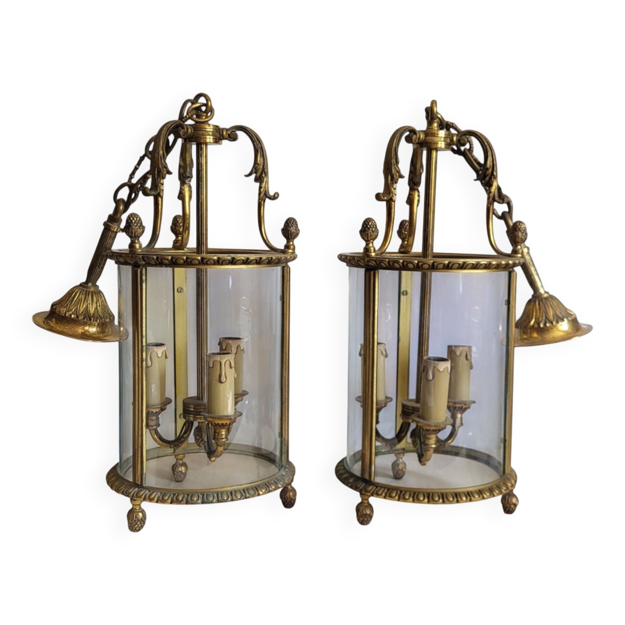 Pair of bronze lanterns in Louis XVI style