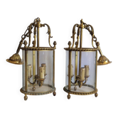 Pair of bronze lanterns in Louis XVI style