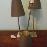 "Trio" table lamp, chromed metal, lampshades with tilting supports