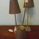 "Trio" table lamp, chromed metal, lampshades with tilting supports