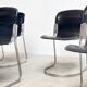 Set of six Willy Rizzo dining chairs in black leather